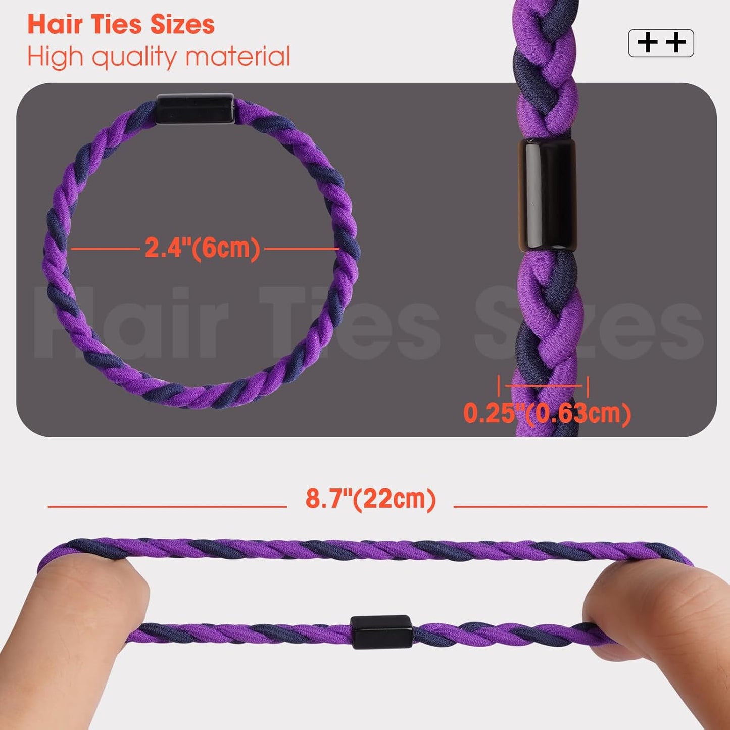 EasYoung 10pcs Braided Men's Hair Ties for Buns, Curly, Thick Dense Hair - Elastic Coils for Men & Women, No Crease