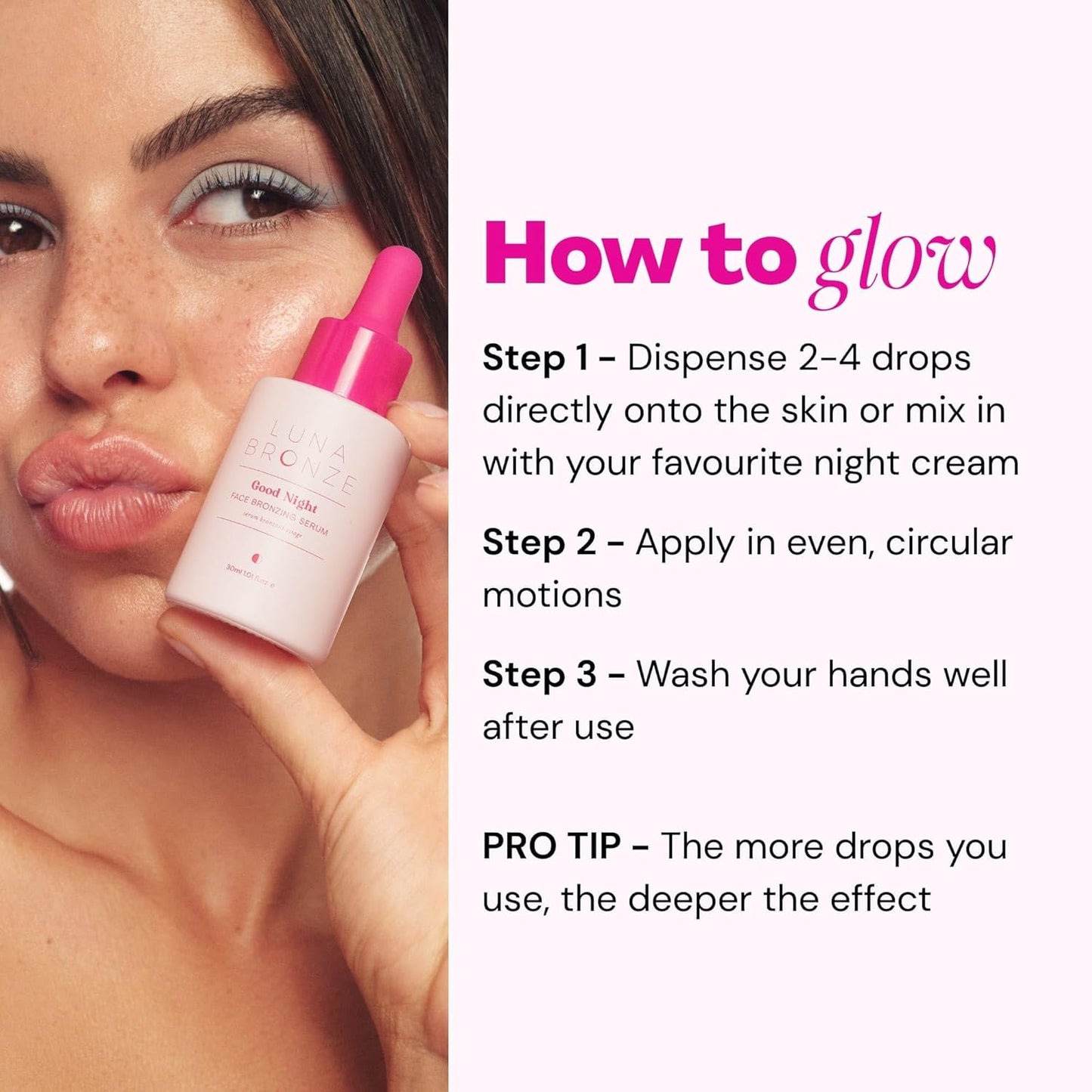 Luna Bronze Good Night Face Tanning Drops | Overnight Face Bronzing Serum for a Luminous, Natural Looking Glow | Hydrating Formula with Vitamin C | Infused with Australian Botanics (30ml/1.01 fl. oz)