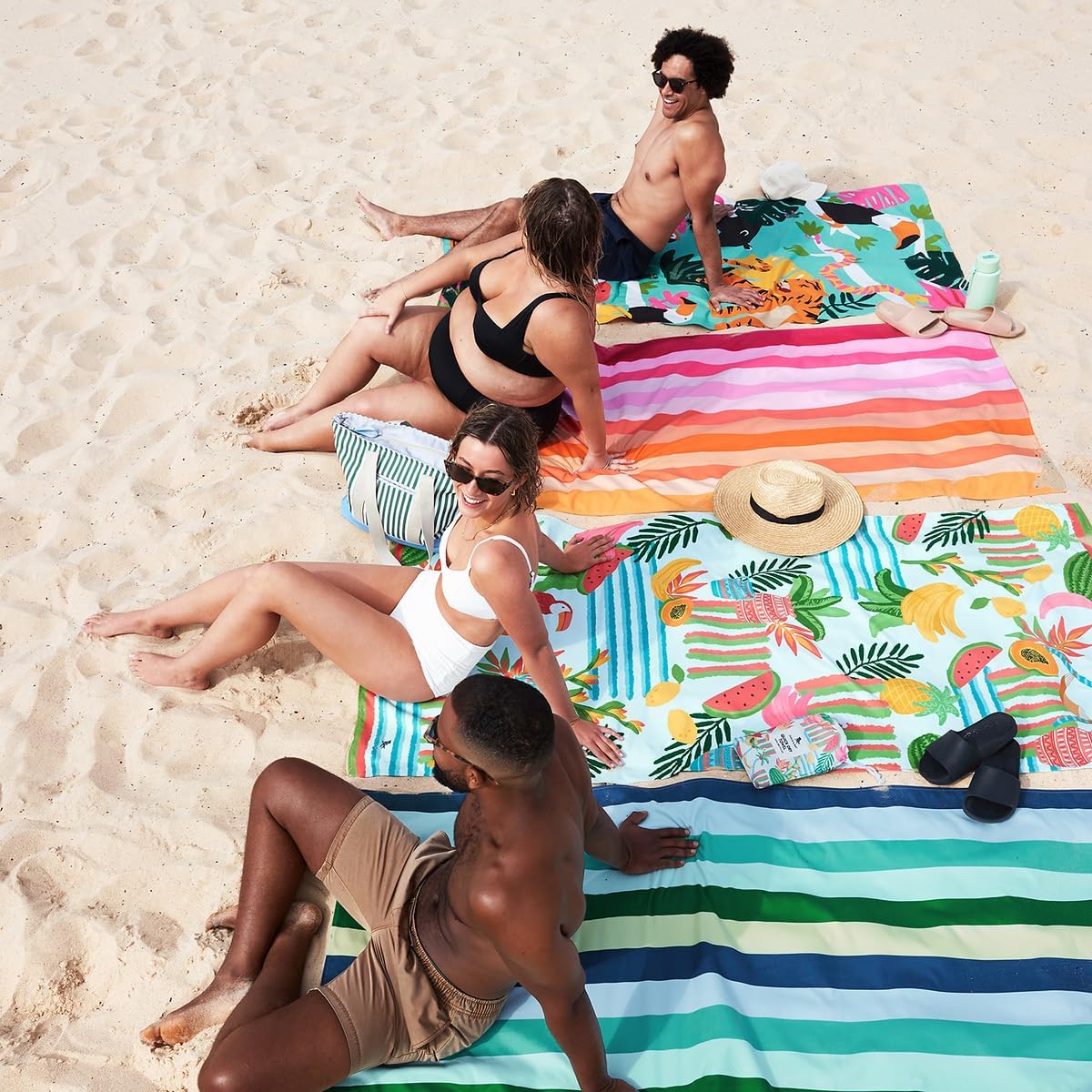 Dock & Bay Beach Towel - Quick Dry, Sand Free - Compact, Lightweight - 100% Recycled - Includes Bag - Wild Vibes - Set of 6 - Large (160x90cm, 63x35)