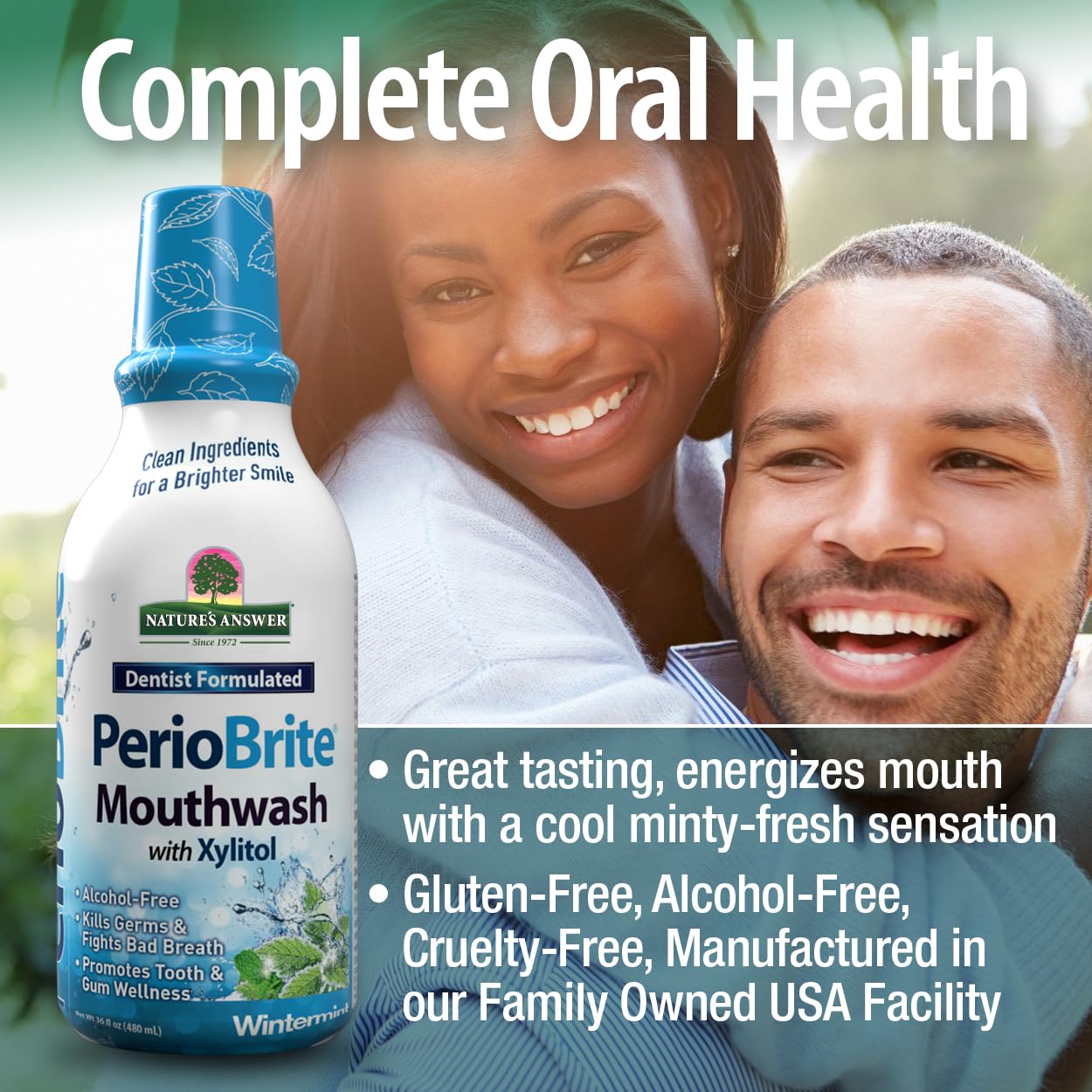 Nature's Answer Periobrite Winter Mint Mouthwash | Promotes Healthy Teeth & Gums| Fights Bad Breath | Fluoride-Free, Alcohol-Free, Gluten-Free & Vegan| No Artificial Preservatives 16oz