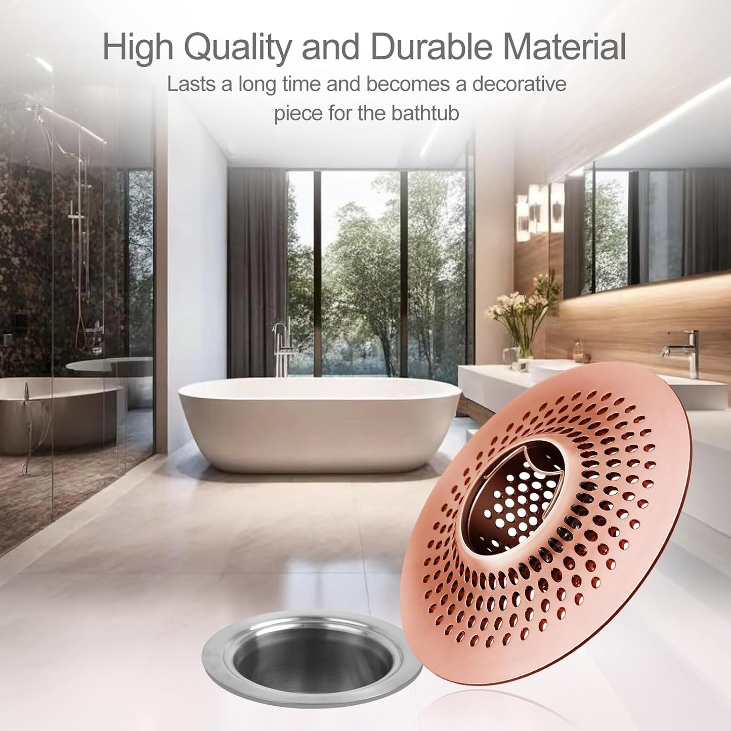 LEKEYE Shower Drain Hair Catcher/Bathroom Drain Cover/Bathtub Drain Strainer/Shower Stall Drain Protector(Red Copper)