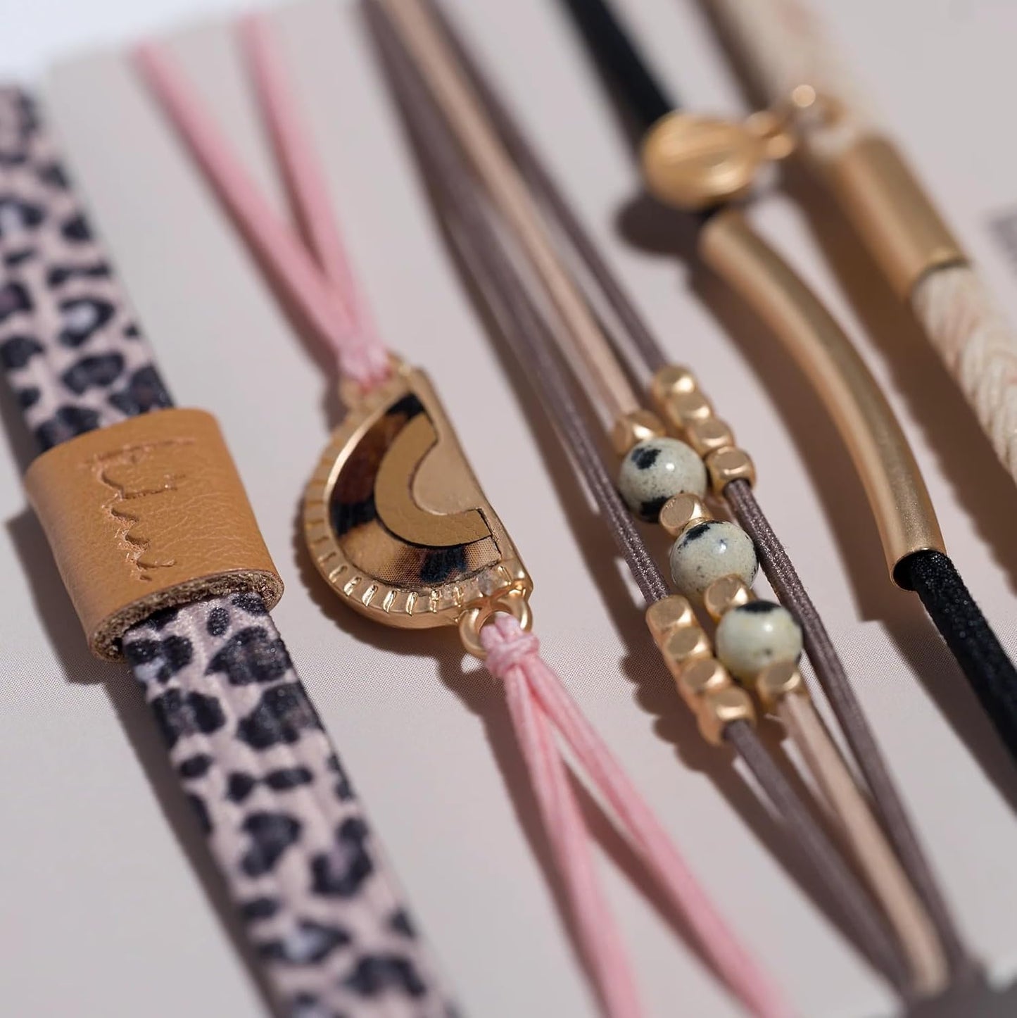 K'lani Wild Bracelets for Women – Elastic Bracelets and Boho Hair Ties – Cute Hair Ties for Women and Hair Tie Accessories – Stylish Bracelets Boho Style for Hair and Wrist – Set of 5 (Small)