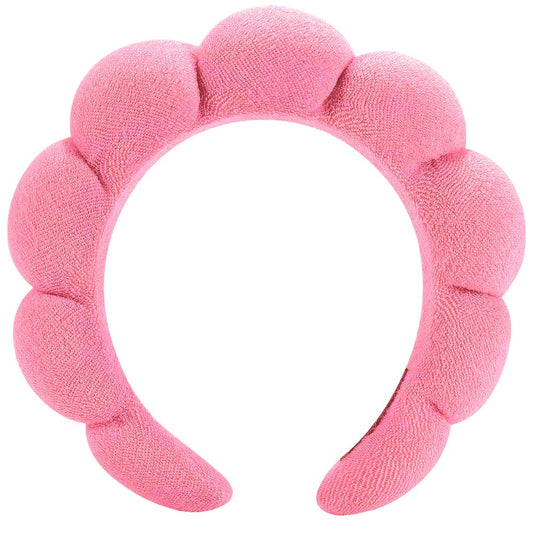 Spa Headbands for Facial Treatments, Makeup Application, and Face Washing - Terry Cloth Headbands with Puffy Design for Skincare and Mask Application