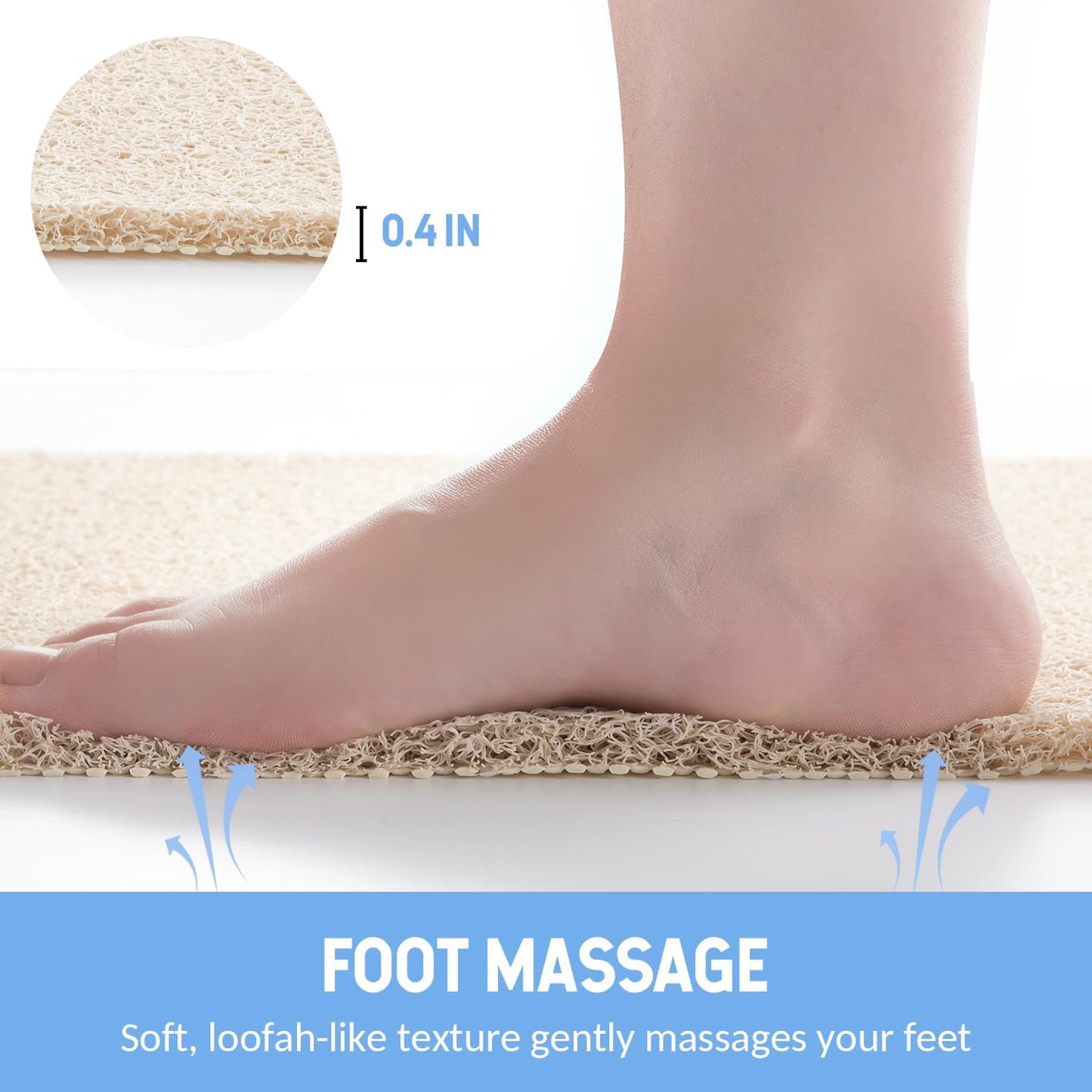 Non-Slip Bathtub Mat, 2 Pack Anti Slip Shower Mat, Fast Drying Bathtub Mats, Foot Scrubber Mat, Anti Slip Mat for Tub, Floor, Bathroom, Kitchen, Home, Hotel (Beige 59"×17.3")