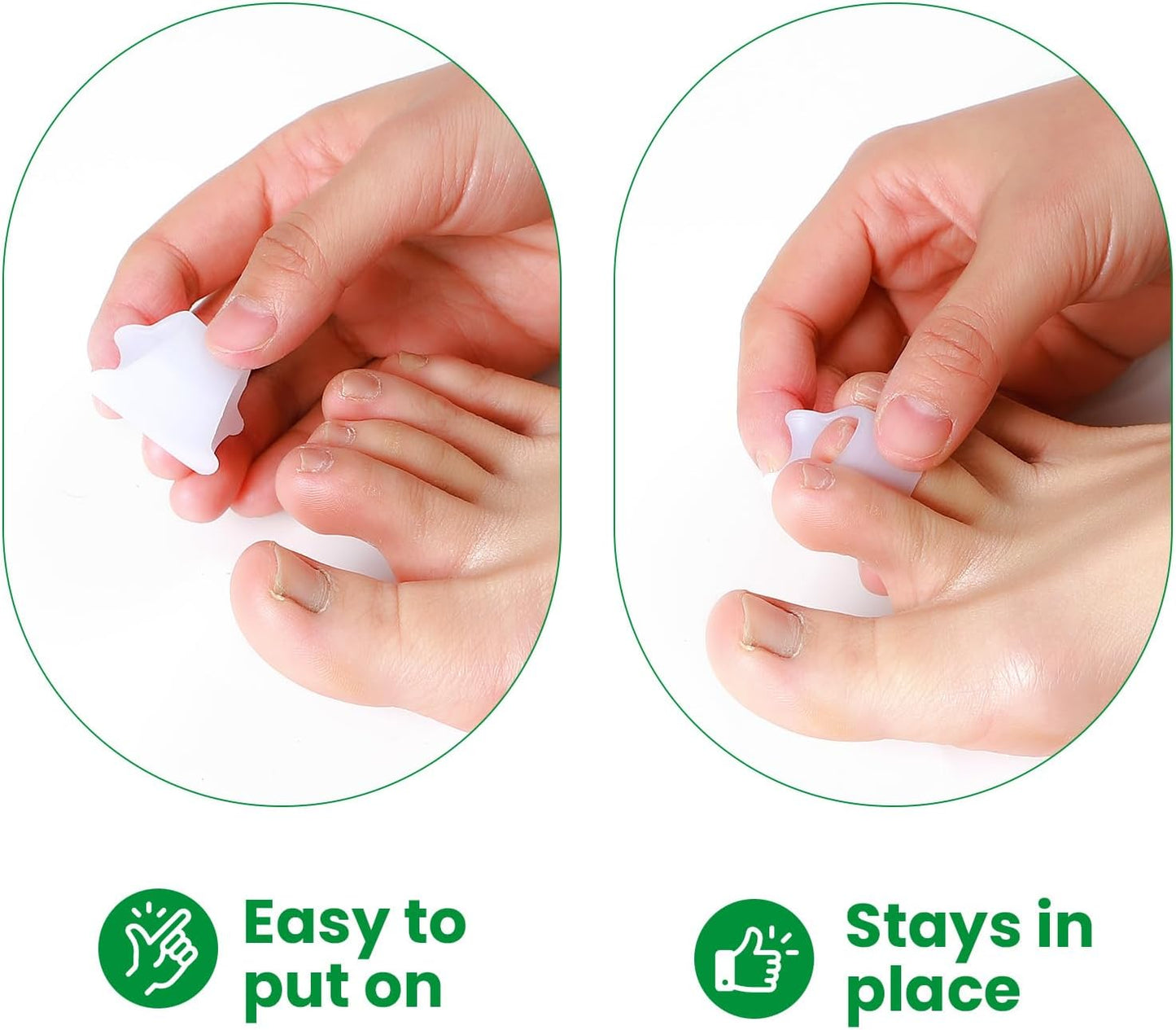 Bukihome Hammertoe Corrector - 6 Pack Toe Splints - Soft Gel Toe Straighteners - Realign Bent, Curled, Crooked, Claw, Hammer Toes - Toe Corrector for Men and Women, Medium Sizes (White)