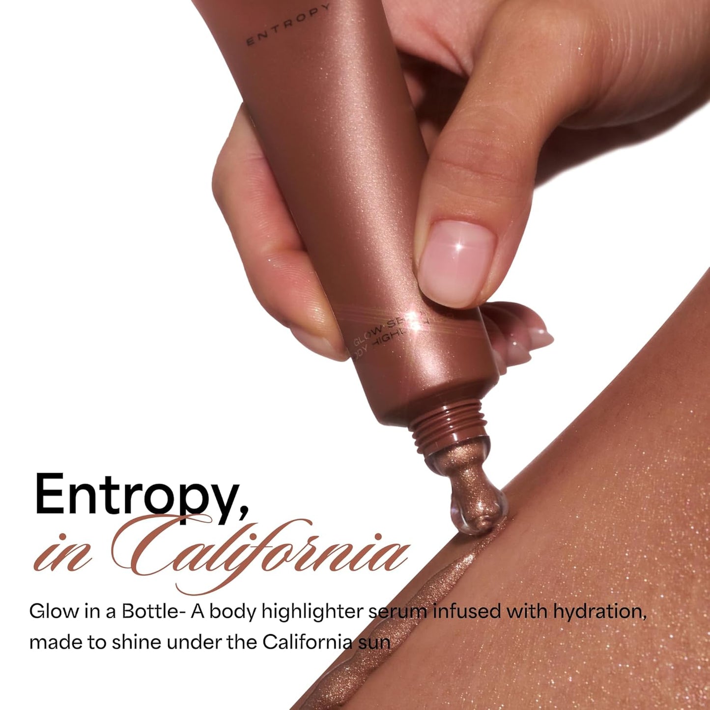 ENTROPY MAKEUP Glow Serum Body Highlighter, 75% Water-Rich Serum with Skincare Ingrediants, Buildable Radiance, Silky Lightweight for Face & Body, Crystal Pink Luminizer, Sugar Lit