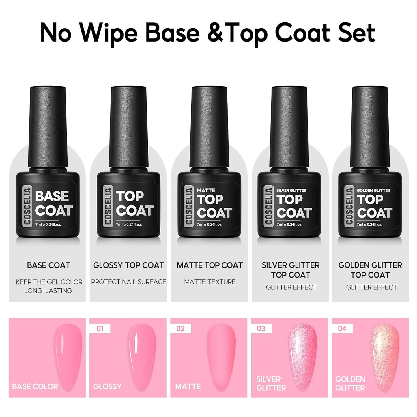 COSCELIA 40pcs Fall Gel Nail Polish Set, 35 Colors Gel polish with 5 Bottles Base and Glossy Matte Glitter Top Coat White Brown Black Nude Red Orange Colors Halloween Nail Polish Nail Art Gifts