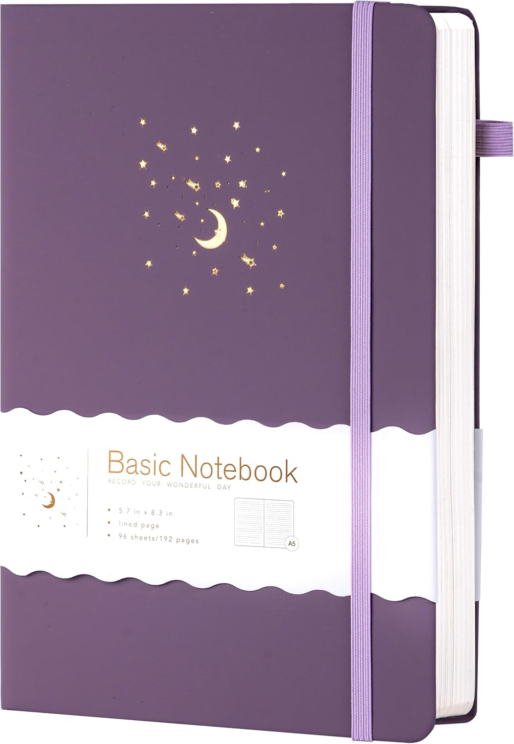 CAGIE Purple Journal Notebook for Women Girls 192 Lined Journaling Notebooks Hardcover Journals for Writing Work