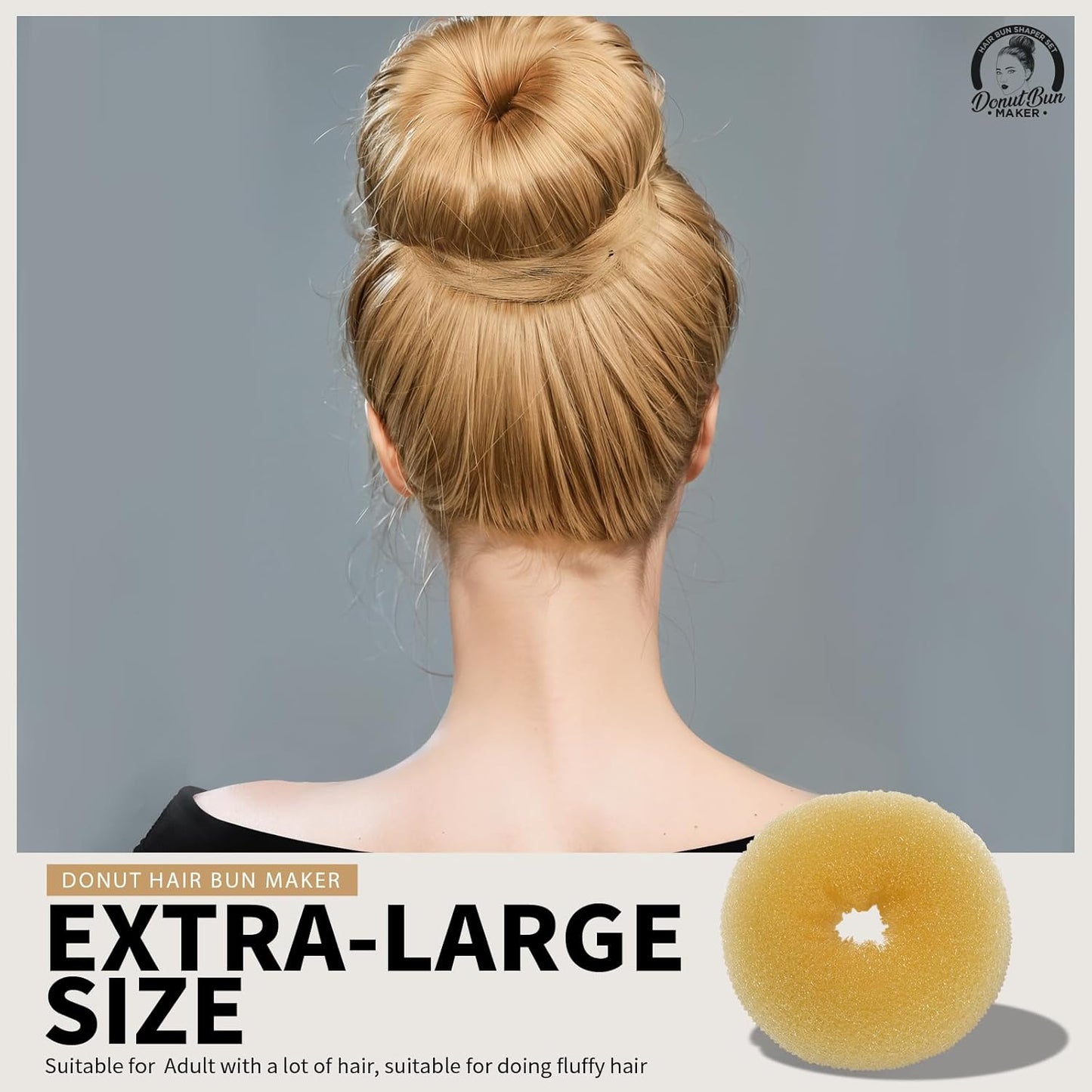 Teenitor 4pcs Hair Bun Shaper Set with Extra-large, Large, Medium, Small Donut Hair Bun Maker, 20pcs Large Bobby Pins, Gold