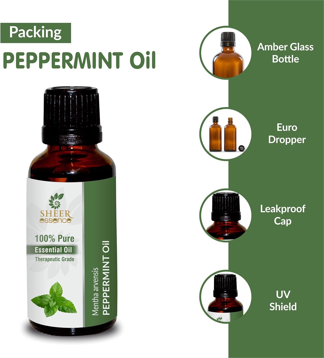 Peppermint Essential Oil 118 ML (4 Fl. Oz) | 100% Pure Natural Undiluted Uncut Therapeutic Grade Essential Oil