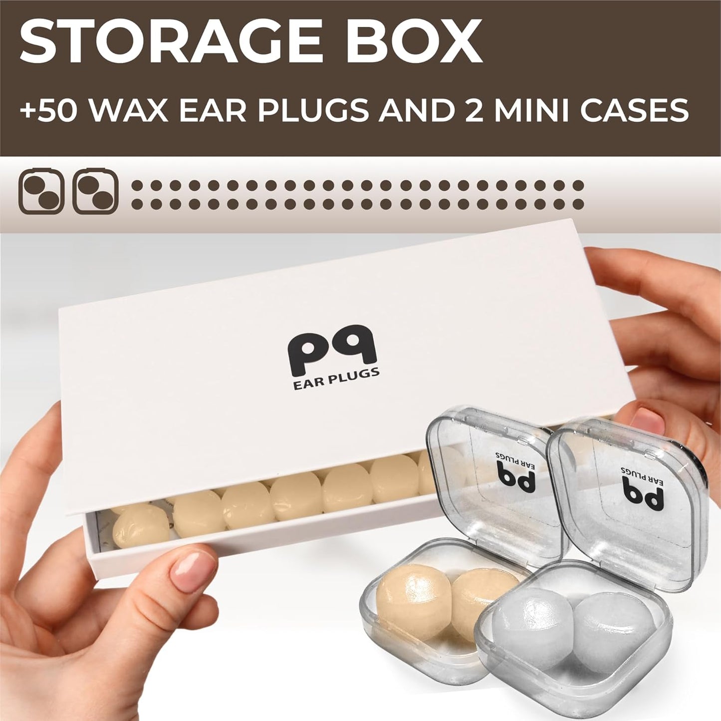 Peace&Quiet Wax Ear Plugs for Sleeping, Swimming - 50 Noise Cancelling Silicone Gel Wax Earplugs for Sleep and Swimmers, Sound Blocking 32Db, (50-Pillows), Color: Skin Tone