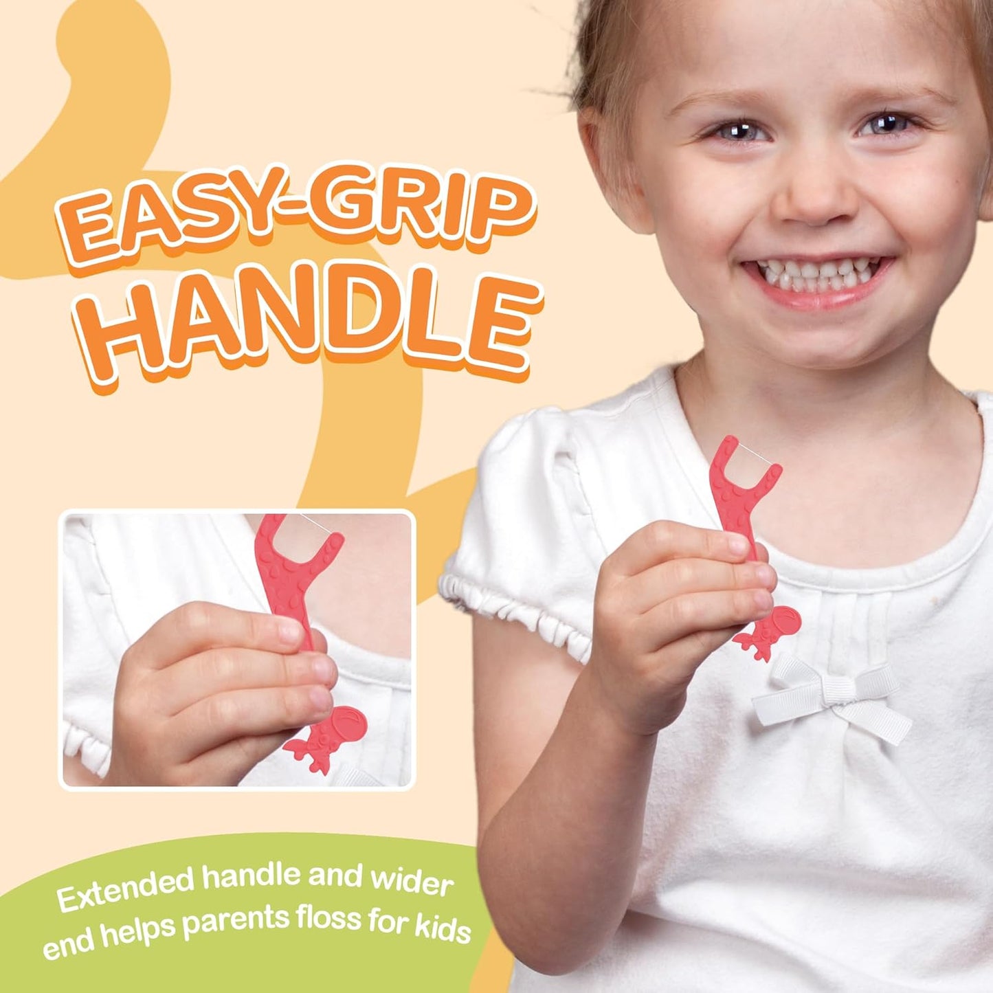 200 Count Biodegradable Kids Flossers, Eco-Friendly Plant-Based Floss Picks, No Fluoride BPA Free Cute Giraffe Dental Picks, No Plastics, Vegan Natural Floss, Mild Mint