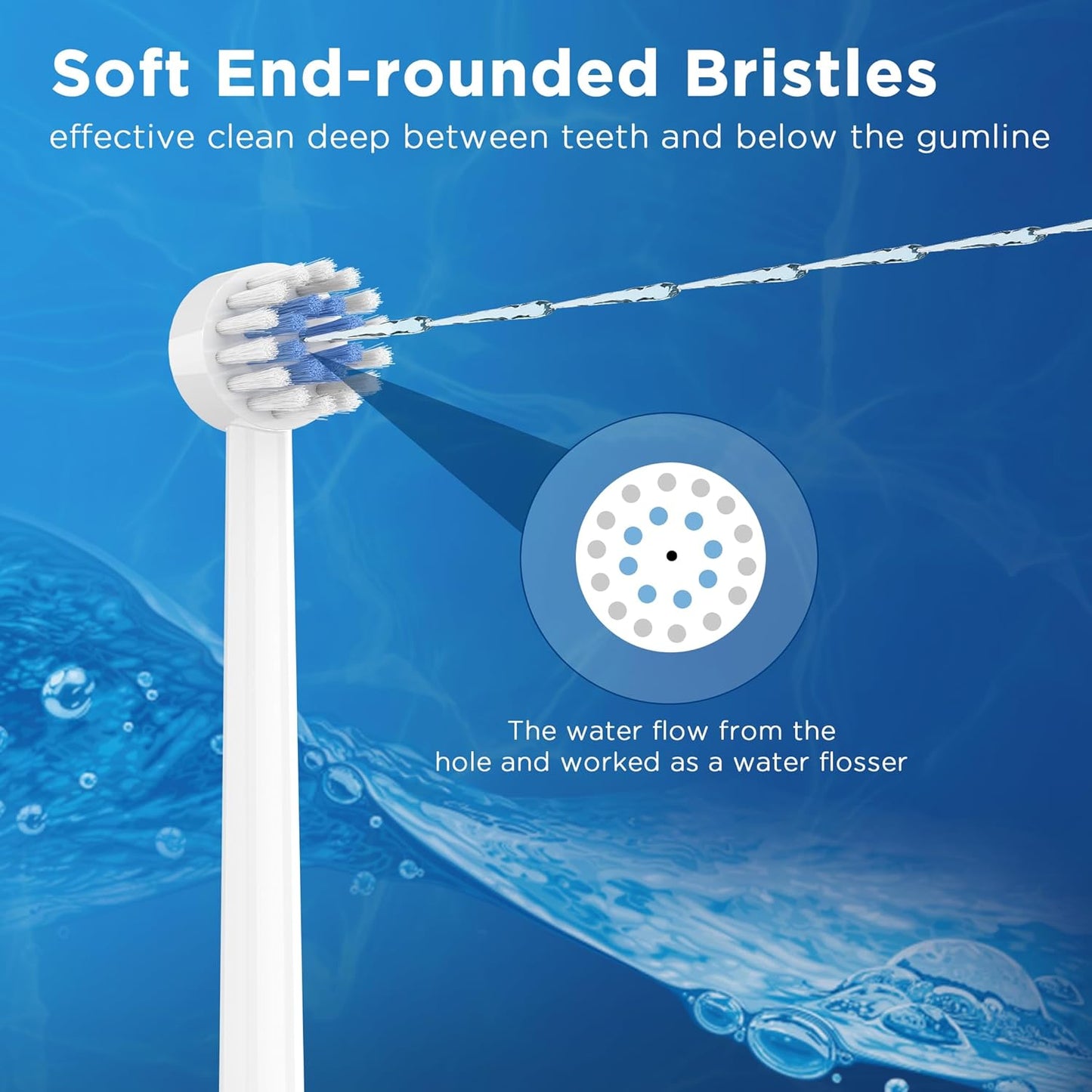 Replacement Tips for Waterpik Water Flosser (6 Brush Head Tips & Storage Case Bundle)