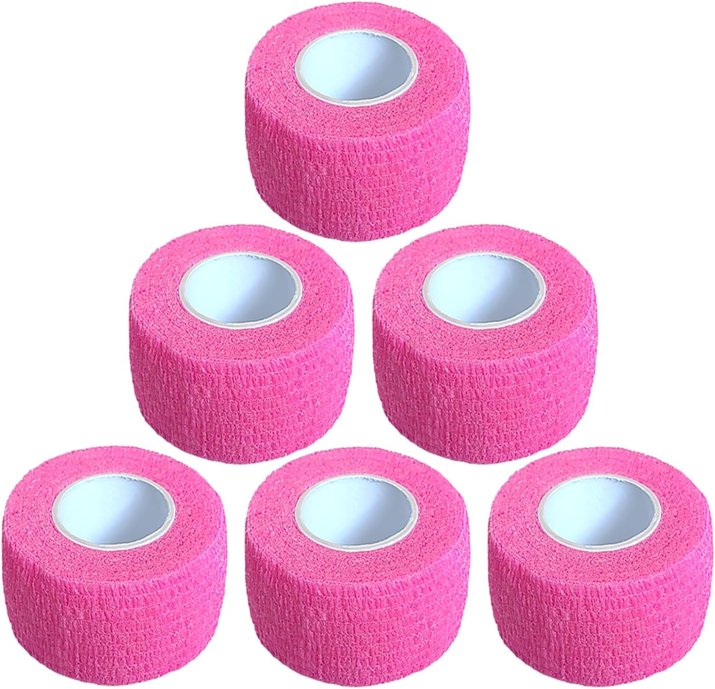 Hysiwen 6 Pack 1" x 5 Yards Self Adhesive Bandage Breathable Cohesive Wrap Self Adherent Vet Tape Self Stick Bandage Wrap for Sports, Athletic, Wrist, Ankle(Pink)
