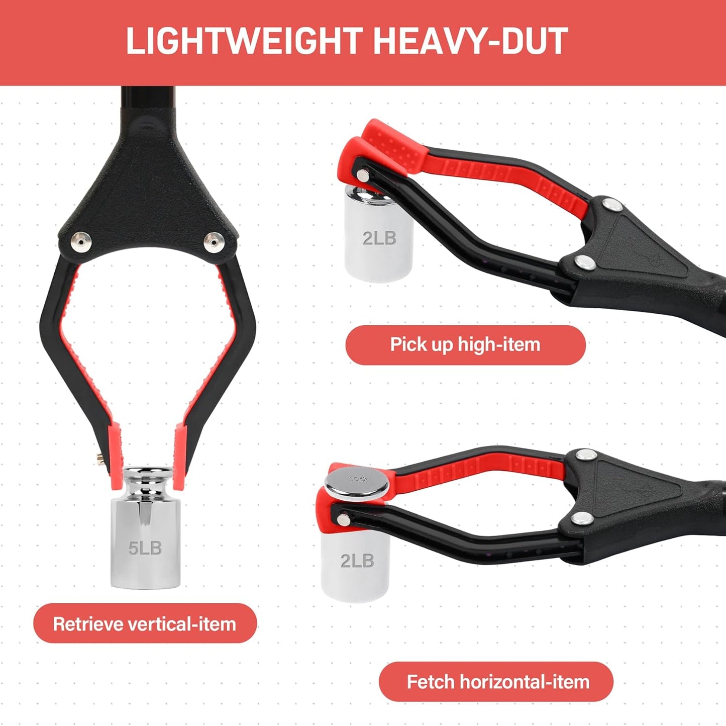 32 inch Foldable GrabRunner Reacher Grabber with Strong Magnetic Tip(Red)