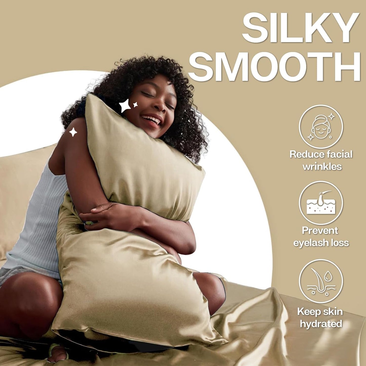 MR&HM Satin Pillowcase for Hair and Skin, Silk Satin Pillowcase 2 Pack, Standard Size Pillow Cases Set of 2, Silky Pillow Cover with Envelope Closure (20x26, Taupe)
