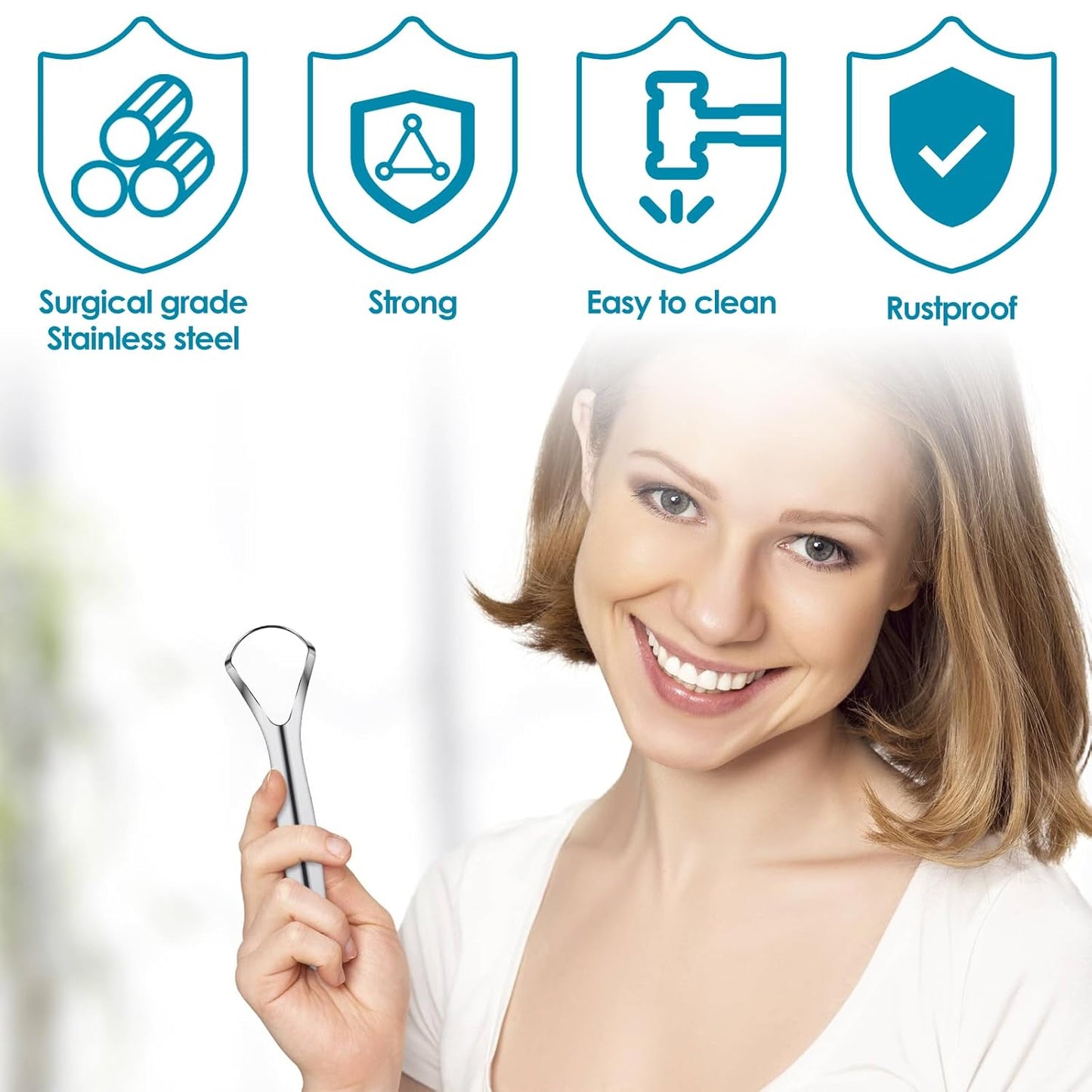 4 Pcs Tongue Scraper Stainless Steel Tongue Cleaners Wide Head Tongue Cleaner Tool Reduce Bad Breath Tongue Scraper for Fresh Breath