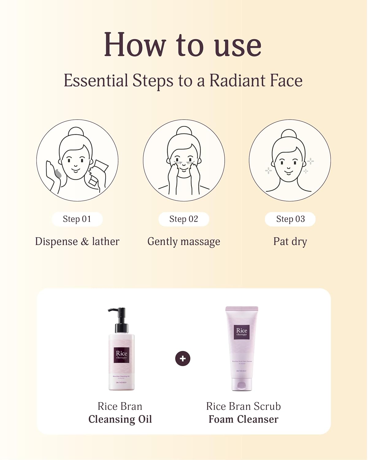 Rice Therapy Rice Bran Foam Cleanser (5.1+5.1fl oz, Pack of 2) - Facial Deep Cleansing Foam for Oily Skin. Radiant, Smooth Skin with Gentle Scrub for Men & Women