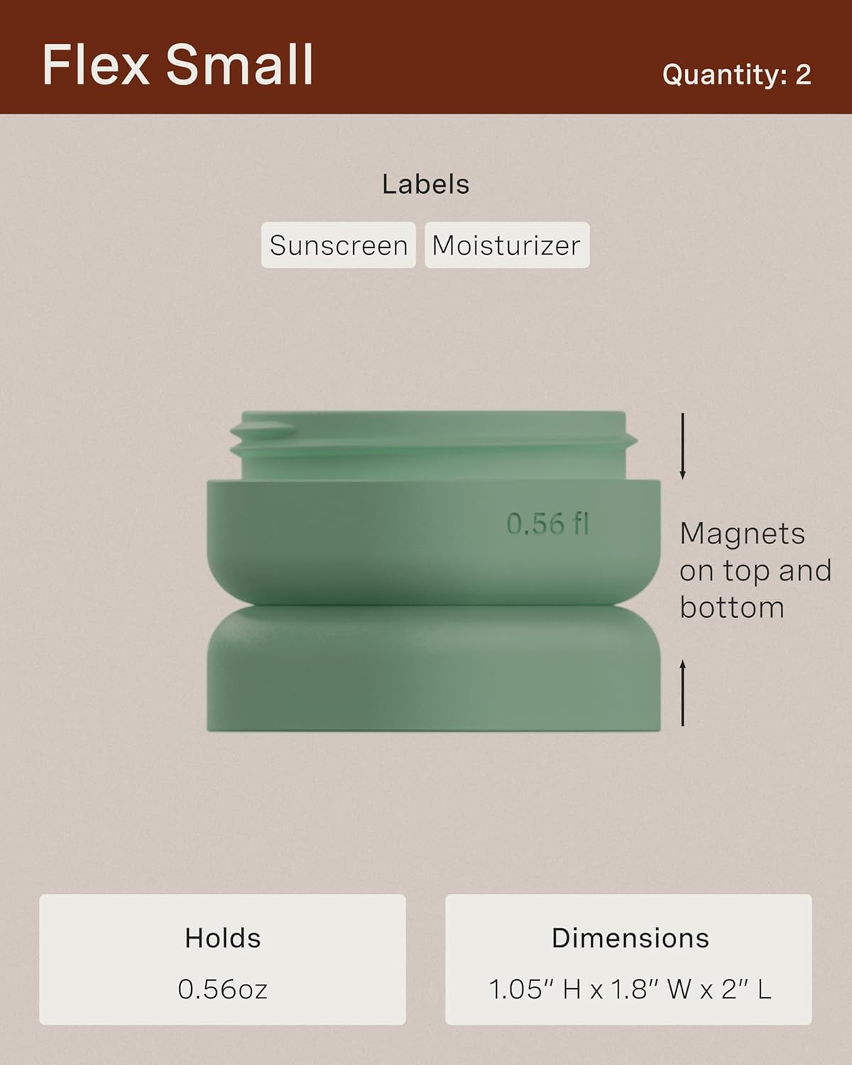 Cadence Travel Containers - Full Skincare Set - Magnetic Containers with Lids,Carry On Travel Essentials For Women/Men - 2 Small (0.56oz), 4 Medium Capsules (1.32oz), & Extender (1.43oz) - Petal