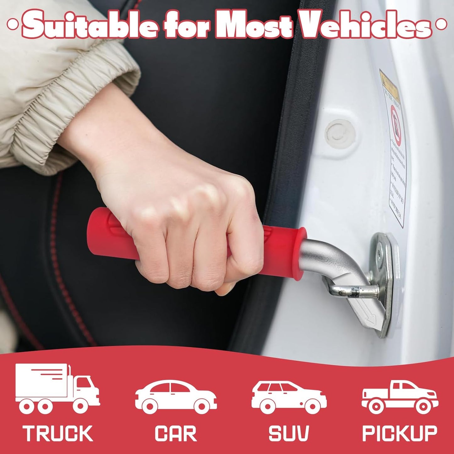 Car Door Handle for Elderly, Car Handle Assist for Elderly Car Door Handle, Car Cane Vehicle Support Handle, Car Headrest Grab Handle, Car Rear Seat Back Roll Bar Grip Handle