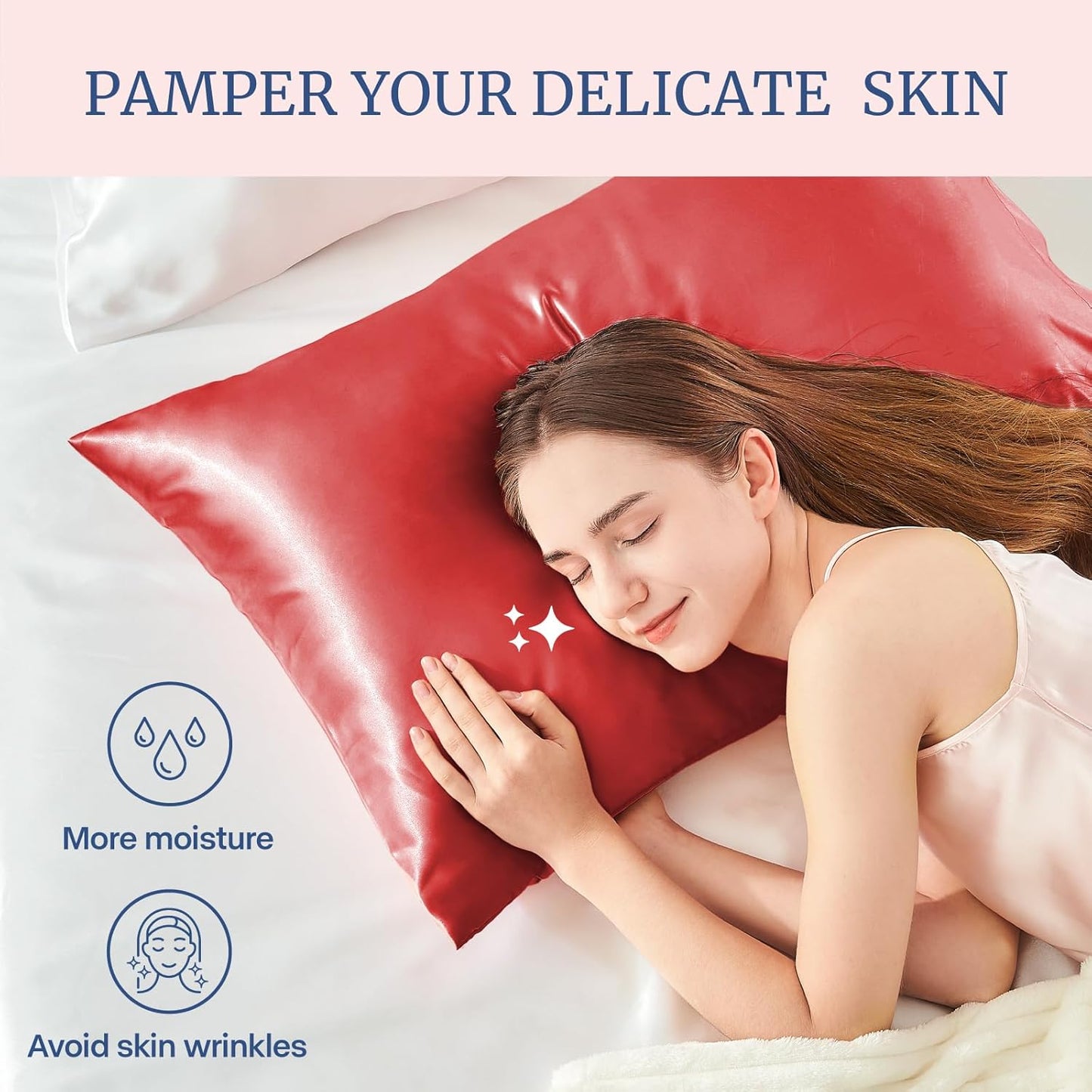 BEDELITE Satin Pillowcase for Hair and Skin, Super Soft and Cooling Similar to Silk Pillow Cases 2 Pack with Envelope Closure, Gift for Women Men(20"x36" King Size, Baked Apple)