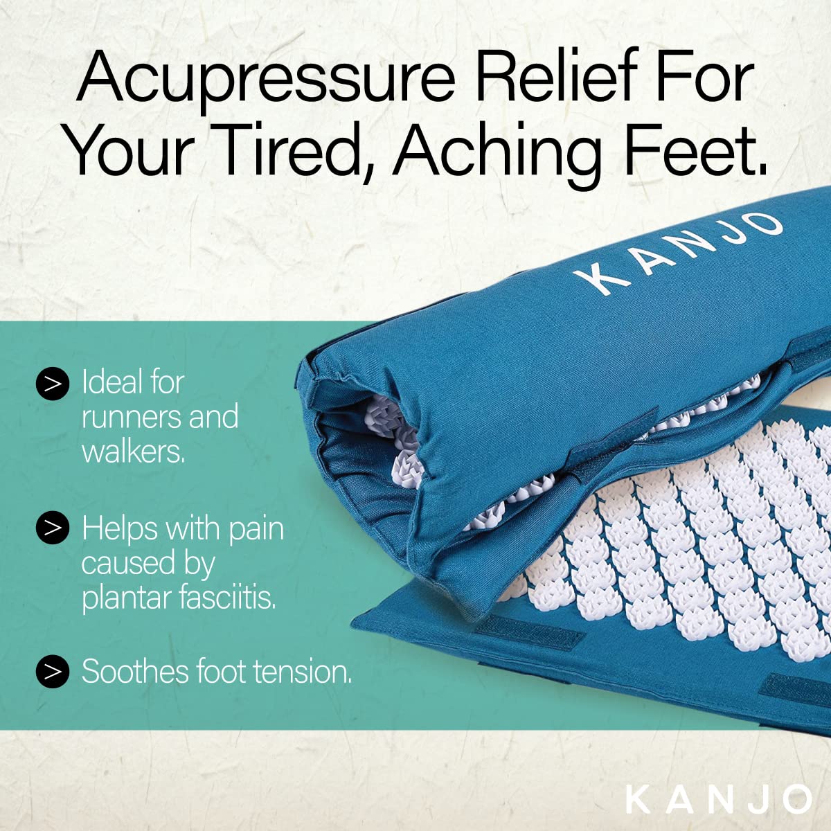 Kanjo Memory Foam Acupressure Foot Mat | Pressure Point & Acupressure Mat for Feet | Helps Relieve Plantar Fasciitis, Heel Pain & Arch Pain | for Use at Standing Desk