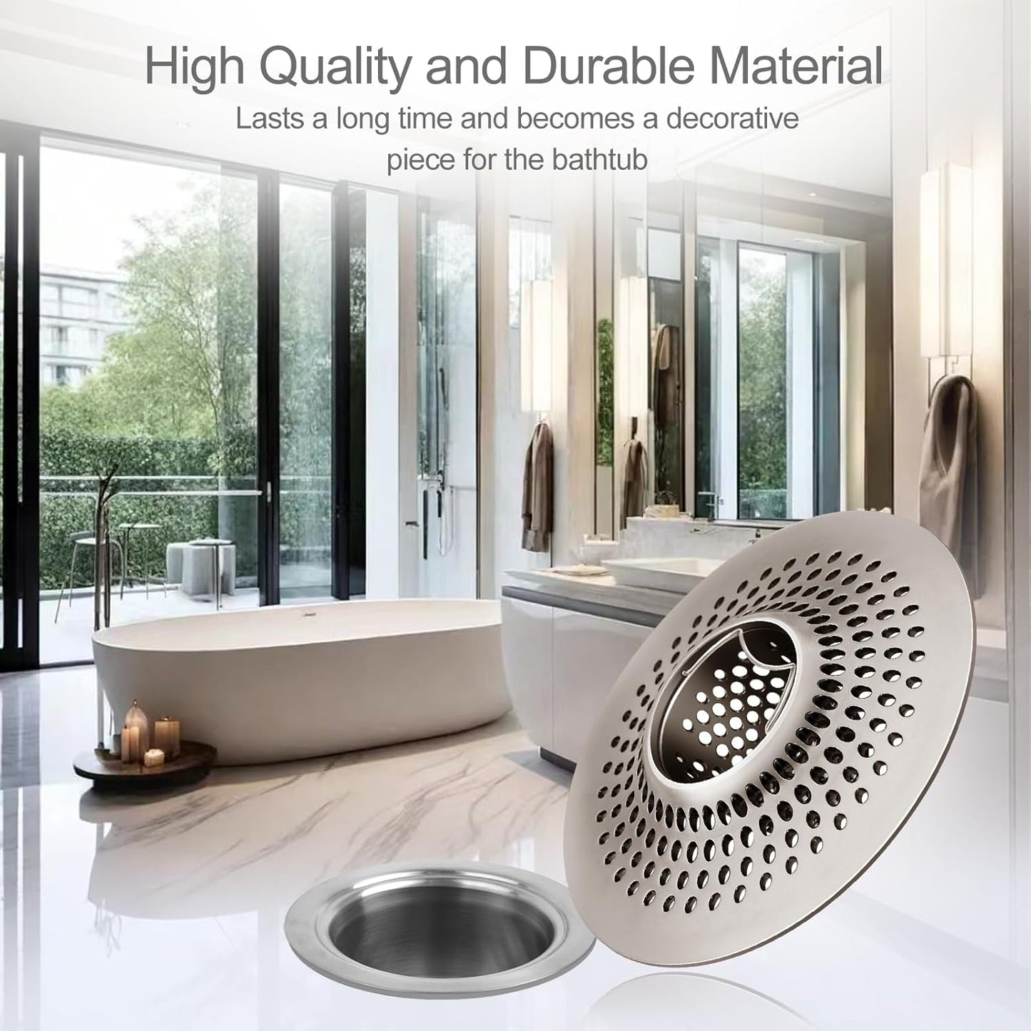 LEKEYE Shower Drain Hair Catcher/Bathroom Drain Cover/Bathtub Drain Strainer/Shower Stall Drain Protector(Brushed Nickel)