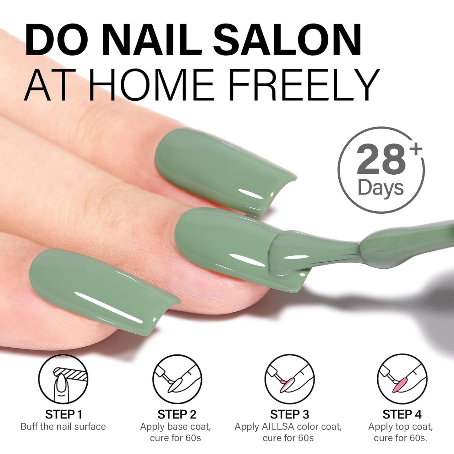 AILLSA Sage Green Gel Nail Polish Pastel Fern Green Gel Polish Olive Color Gel Polish Long Lasting Soak Off U V Gel Nail Art Manicure Salon DIY Saint Patrick's Day Gifts 0.51 Fl Oz/GB124