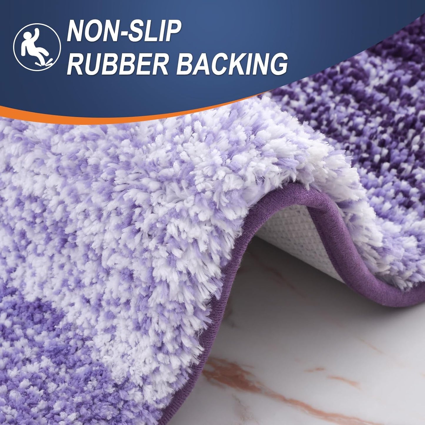 OLANLY Bathroom Runner Rugs 59x20, Extra Soft Absorbent Microfiber Bath Rugs, Rubber Backing, Quick Dry, Machine Washable Bath Mats for Bathroom Floor, Tub and Shower, Home Decor Accessories, Violet