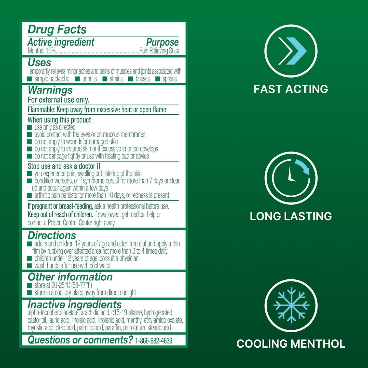 Biofreeze Dry Stick, Mess-Free Relief for Neck, Shoulder, Knee, Hip, Hand & Joint, Cooling Menthol Pain Relief Stick, 100+ Uses (0.76oz (Pack of3))