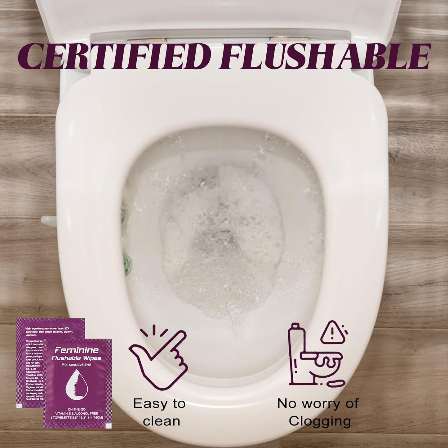 Feminine Wipes Individually Wrapped, Flushable Wipes Travel,Travel Wipes for Women,Feminine Care Wet Wipes Travel Size Vaginal Wipes for Adult, Girl and Homeless (unscent,50)