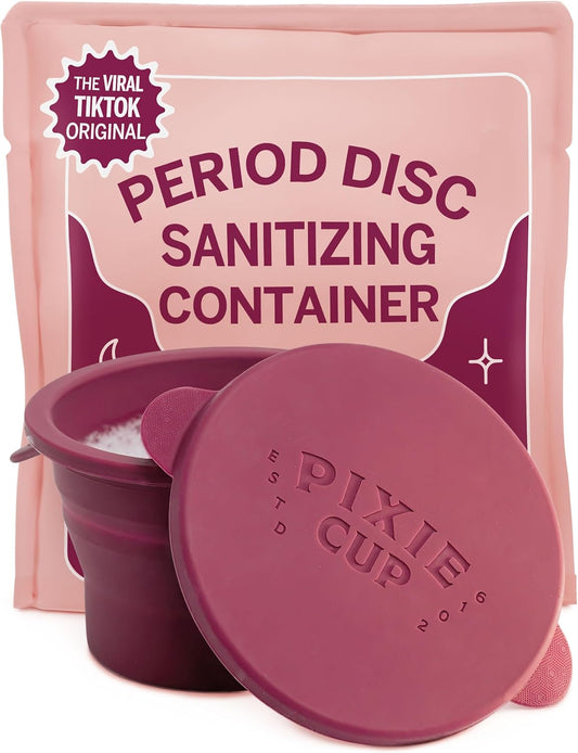 Pixie Menstrual Cup Compact Sterilizer - Good for Public Restrooms, Camping or Dorms - Collapsible Cleaner Container for Your Menstrual Disc & Period Cup - Microwavable - Reusable - Case Holder