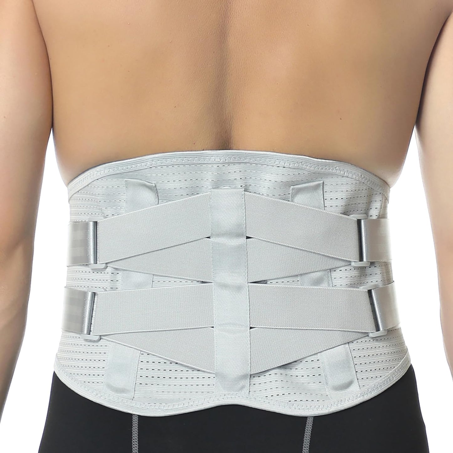 NeoTech Care Back Support Belt - Breathable & Adjustable Lower Back Brace - Double Pull Compression Straps (Grey, Size XL)