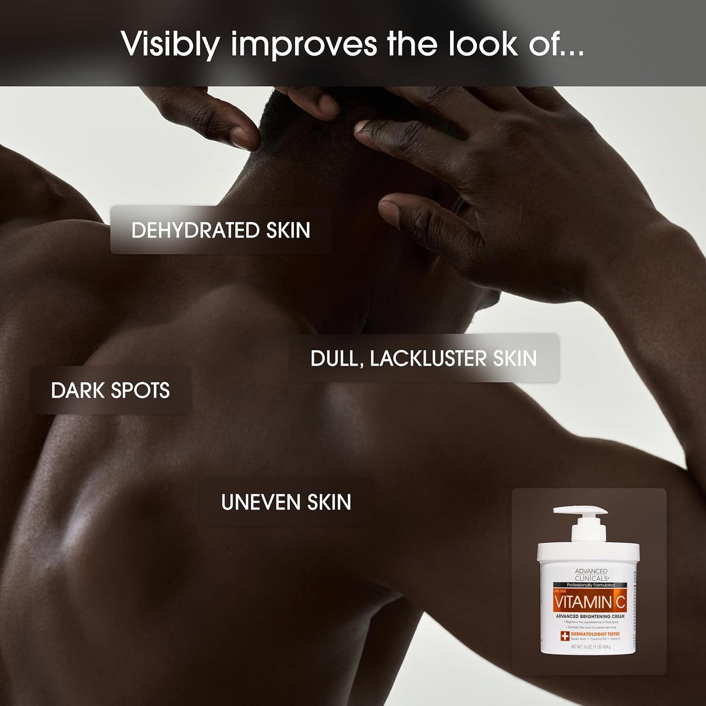 Advanced Clinicals Vitamin C Cream Visibly Brightening Body Lotion | Vitamin C Moisturizer Skin Care Body Cream For Women & Men Helps Visibly Improve Look Of Dark Spots & Uneven Skin Tone, 16 Ounce