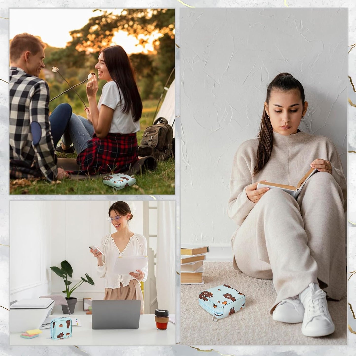 4Pcs Sanitary Napkin Storage Bag, Mini Menstrual Period Bag Period Pouch Waterproof,Tampon Organizer Pouch Tampon Pad Holder for Purse, First Period