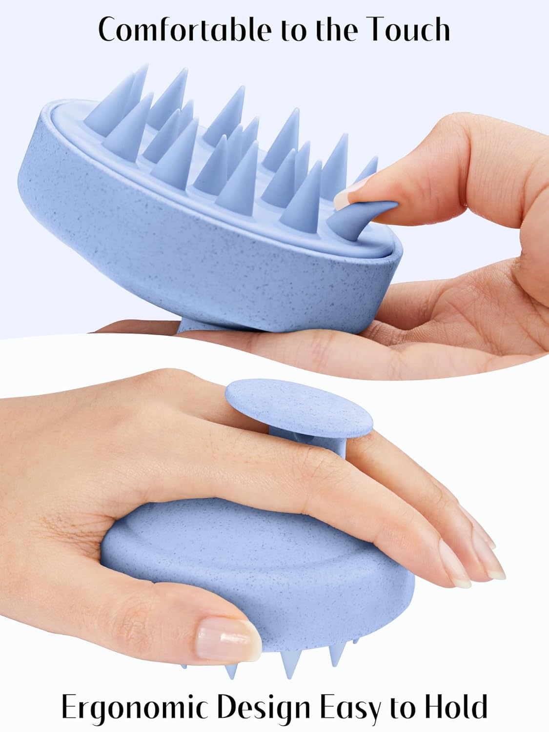 HEETA Scalp Massager Hair Growth, Soft Silicone Scalp Scrubber Shampoo Brush for Exfoliation, Dandruff Removal & Head Massage Stress Relax, Wet & Dry Use for Thick, Thin Hair Care, Wheat Straw Blue