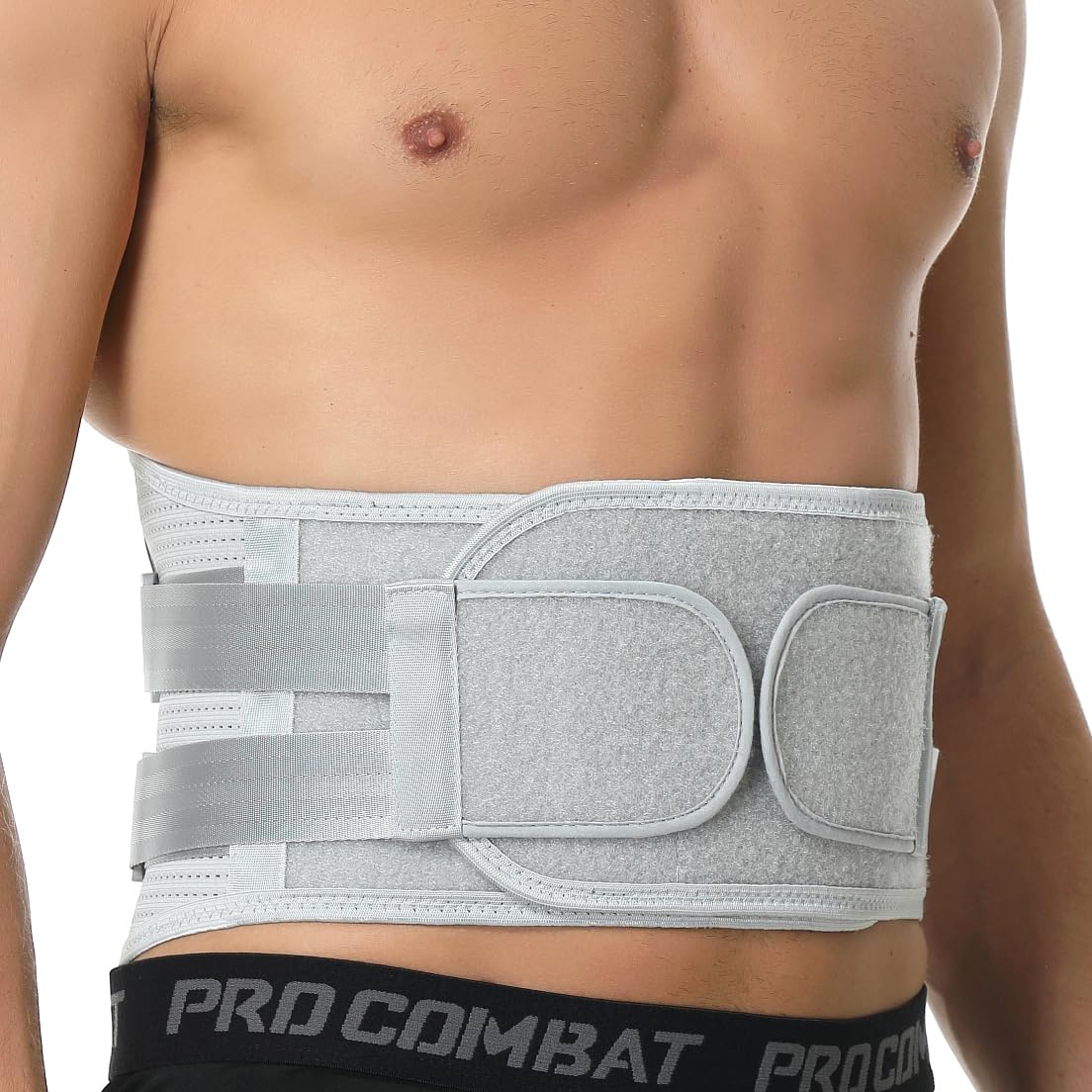 NeoTech Care Back Support Belt - Breathable & Adjustable Lower Back Brace - Double Pull Compression Straps (Grey, Size L)