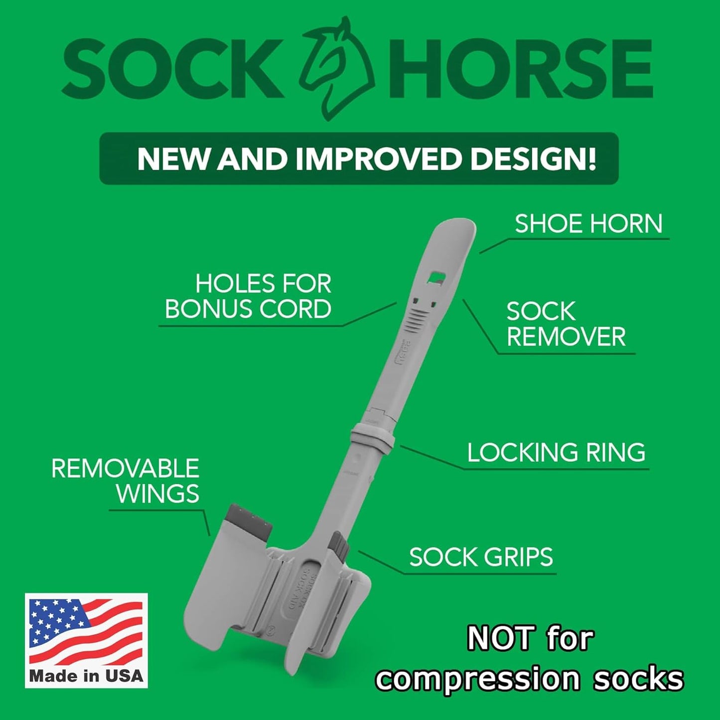 Sock Horse - Senior Sock Aid - Help Put On Socks - Taupe Color