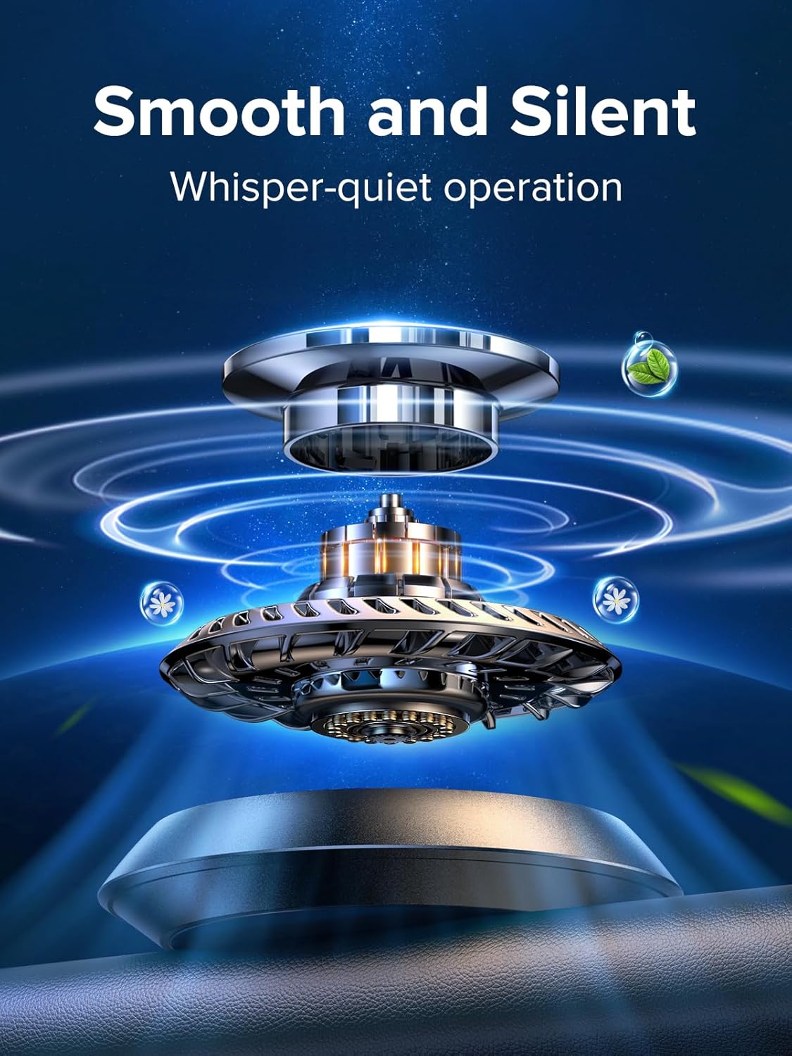 Ceeniu 2025 New UFO Car Air Freshener, Solar Powered Auto Rotary, Aluminum Alloy, Supports DIY perfumes, Natural French Fragrance, Cologne & Mint Ice Scent, Two Oils, F21 Aroma Diffuser, Car Fragrance