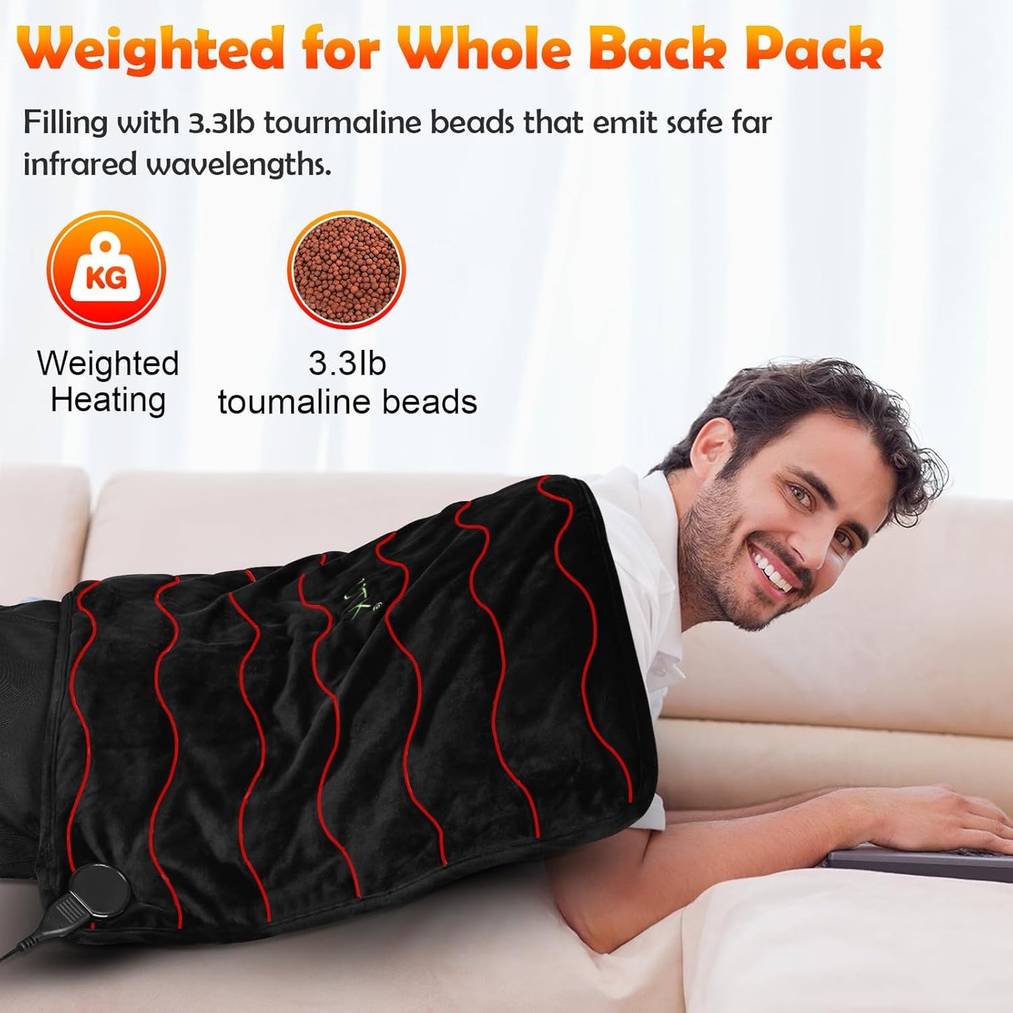 UTK Far Infrared Heating Pad for Back Pain Relief with Far Infrared Therapy, Far Infrared Heating Pad with Auto Shut Off Large for Cramps, Sciatica Pain Relief Heating Pads -20''x24''