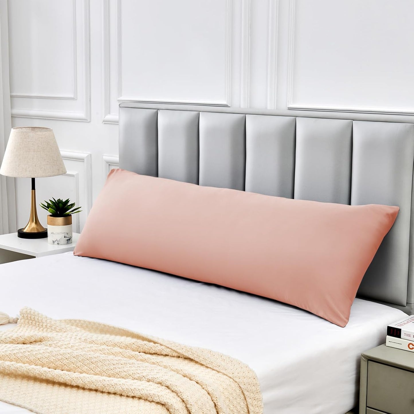 Warmstar Cotton Body Pillow Cover 1 Pack, 600 Thread Count Body Pillow case 20"x54", Long Body Pillow Case Cover Soft Breathable with Envelope Closure,Pink