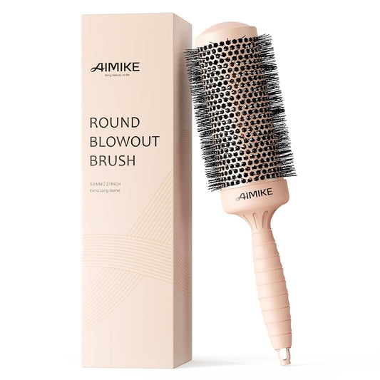 AIMIKE Round Brush for Blow Out, Extra Long Round Hair Brush w/Nano Thermal Ceramic & Ionic Tech, for Blow Drying & Styling, Curling and Shine - Barrel 2.1 inch