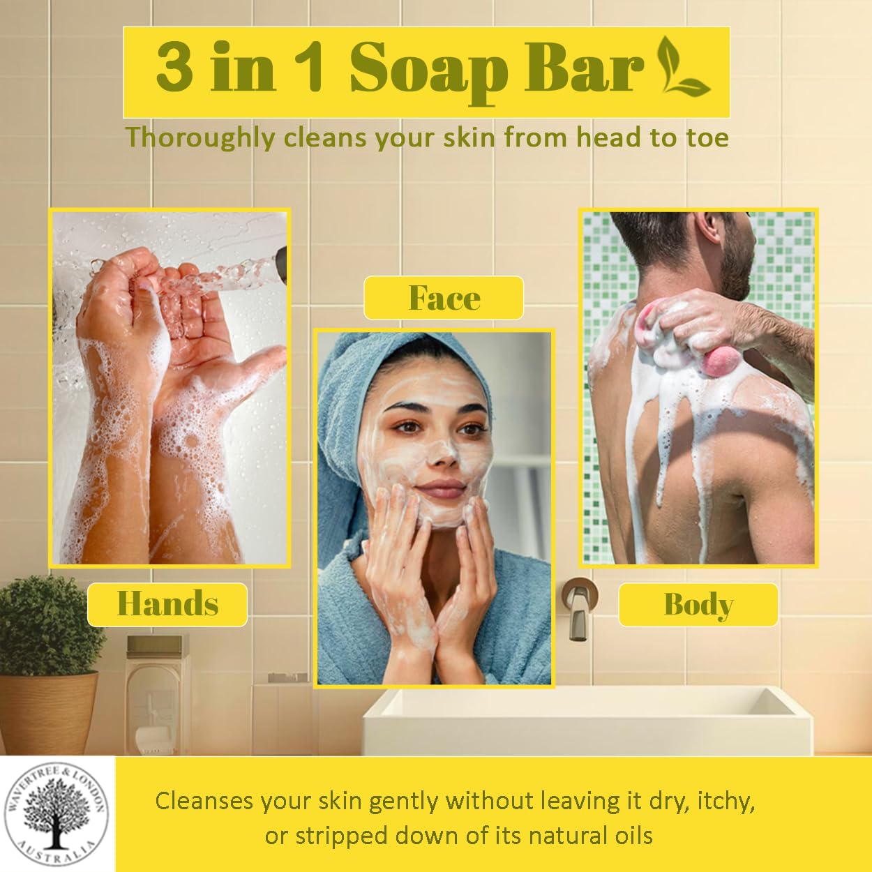 Wavertree & London Pineapple, Coconut & Lime Scented Natural Soap (8 Bars), 7oz Moisturizing French Triple Milled Soap Bars enriched with shea butter - Plant Oil Bath & Body Bars for All Skin Types