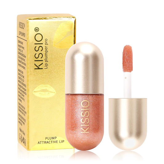KISSIO Lip Plumper,Color Lip Plumper Gloss,Lip Enhancer,Plant Extracts Plumping Lip Serum,Moisturizing Lip Gloss for Fuller Lips and Hydrated Beauty Lips 5.5ml (03 Lakeside)