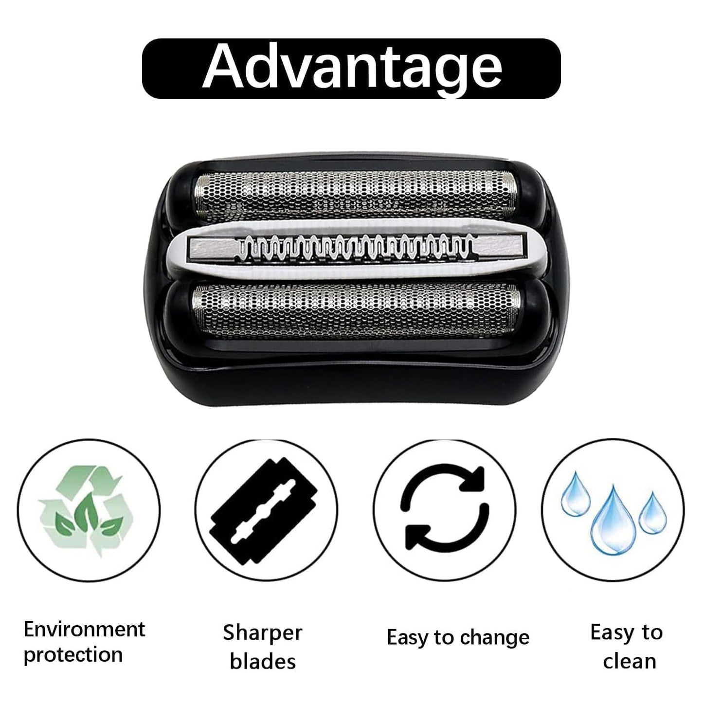 32B Replacement Shaver Heads Compatible with Series 3 Wet and Dry Replacement Head,32B Foil & Cutter Razor Head Electric Shaver 3040s 3010s 310s 3000s 3050cc 3080s 390cc