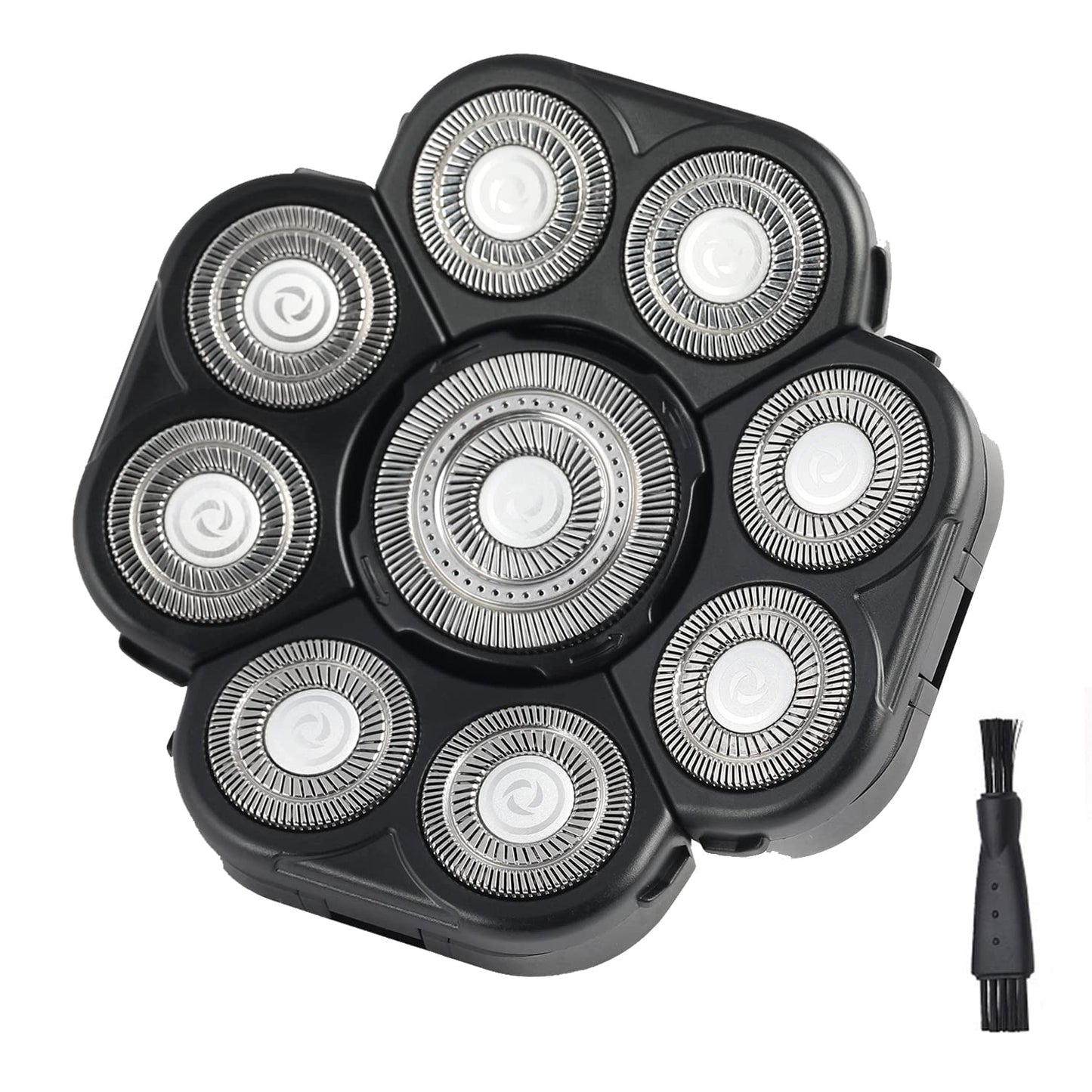 Men's Electric Shavers Replacement Heads Upgraded 9 Blades Head Replaceable Floating Waterproof Electric Razor Shaver Head（Black）