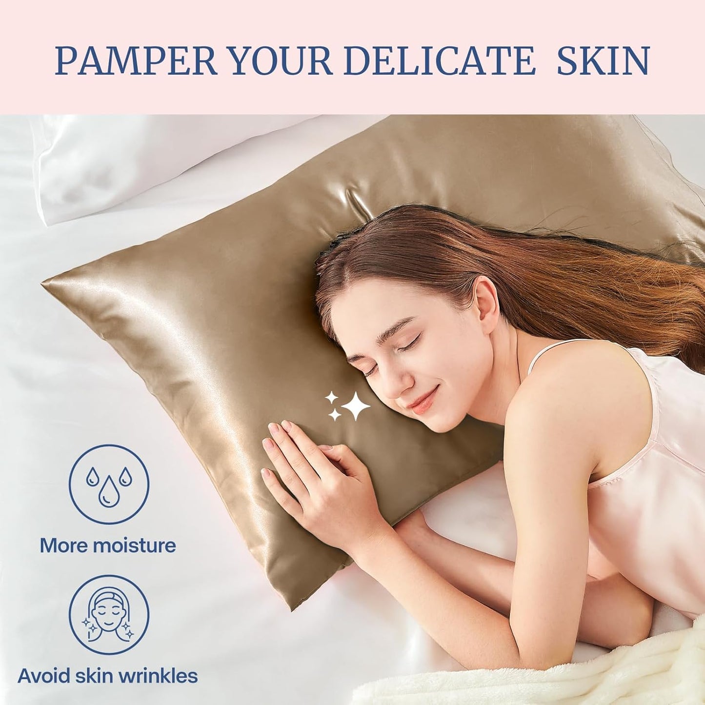 BEDELITE Satin Pillowcase for Hair and Skin, Super Soft Similar to Silk Pillow Cases 4 Pack with Envelope Closure, Cooling Pillowcases for Women Men (20"x36" King Size, Tawny Brown)