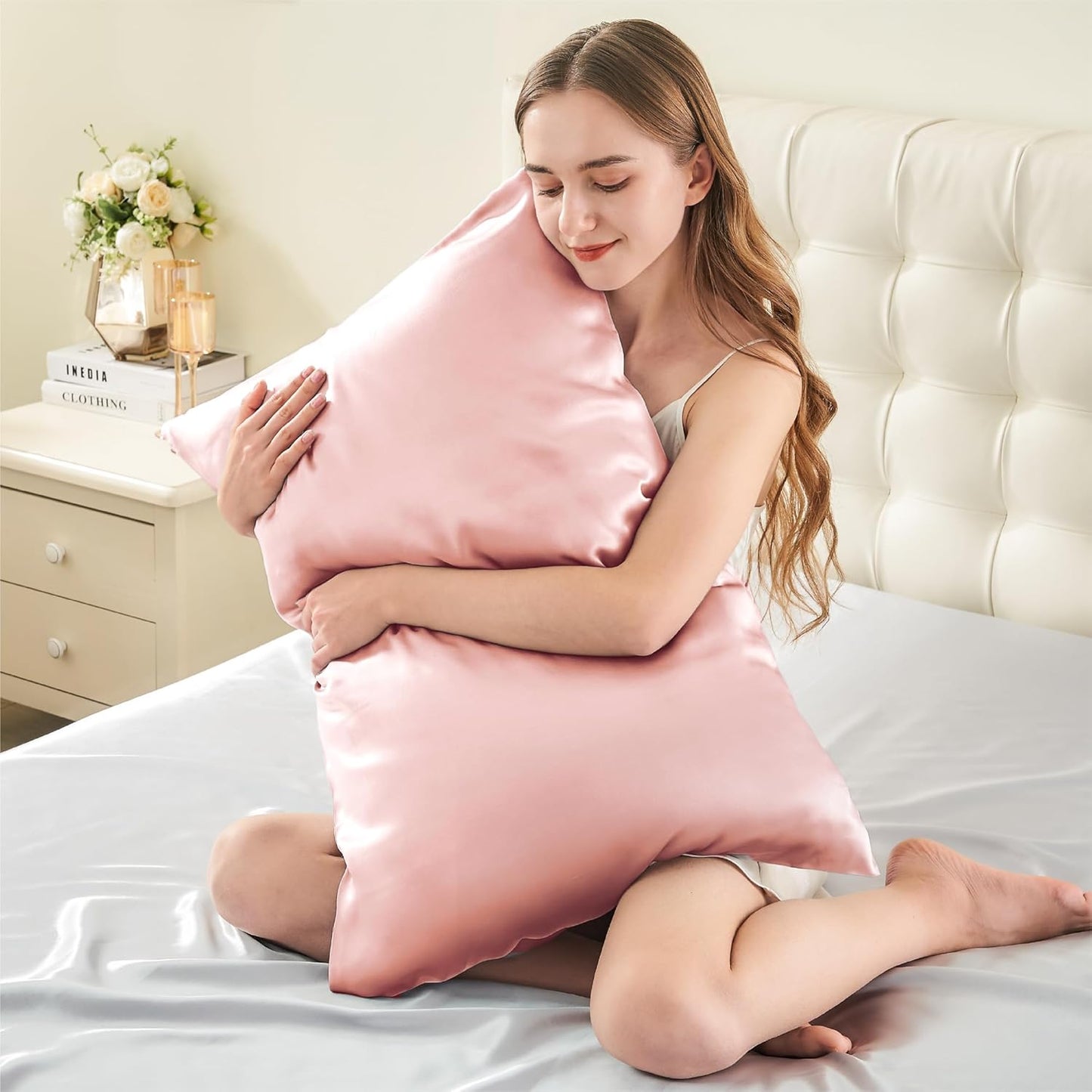 INFIIXSO Mulberry Silk Pillow Cases King Size Set of 2, Silk Pillowcase with Hidden Zipper 20"x36", Extraordinary Smooth and Soft Pillow Case for Hair and Skin(Coral, 2 Pack)