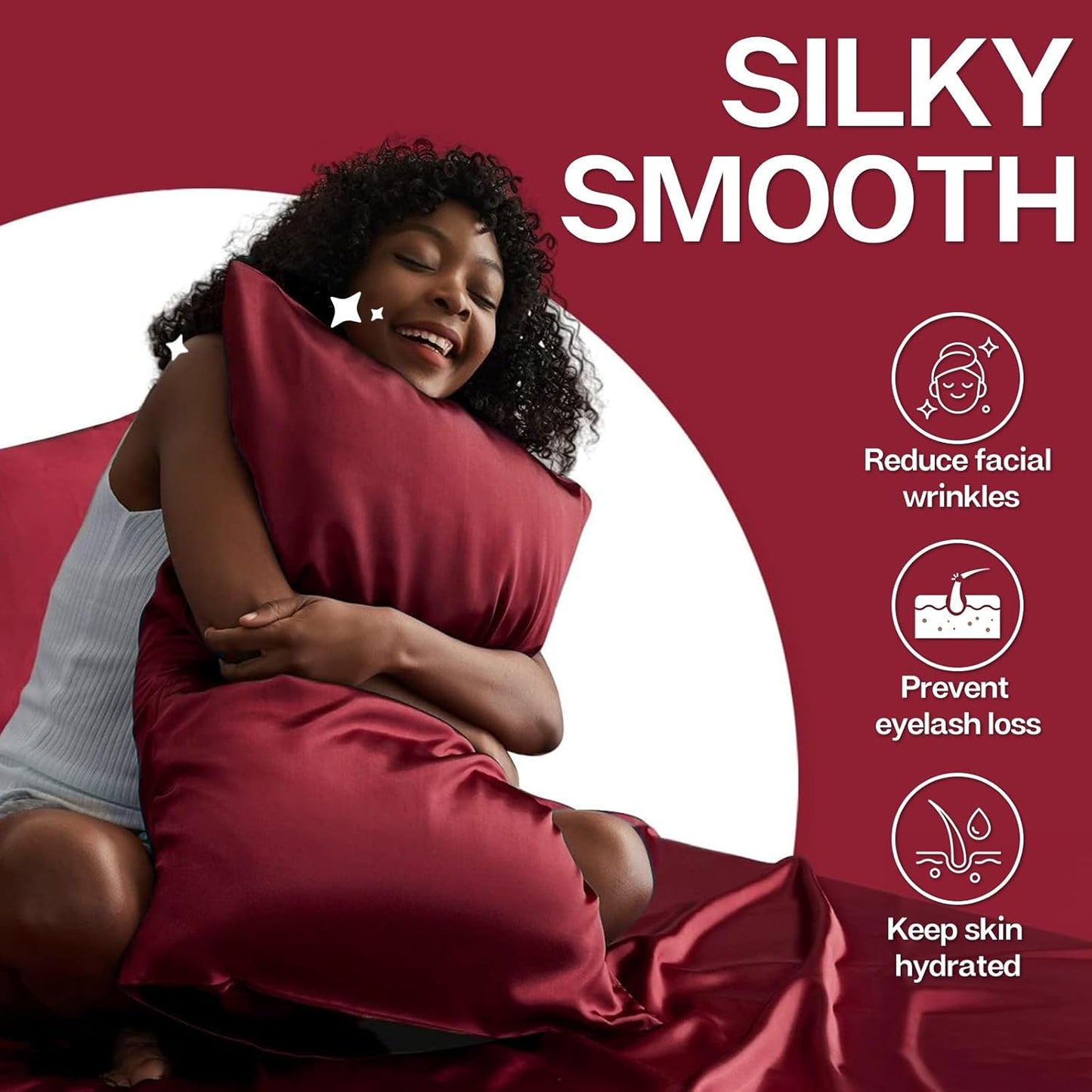MR&HM Satin Pillowcase for Hair and Skin, Silk Satin Pillowcase 2 Pack, King Size Pillow Cases Set of 2, Silky Pillow Cover with Envelope Closure (20x36, Burgundy)