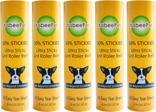 Large Surface Roller Refill for Scotch-Brite 50% Stickier Lint Roller, Works Great On Pet Hair (60 Sheets per Roll, 5 Pack Refills)